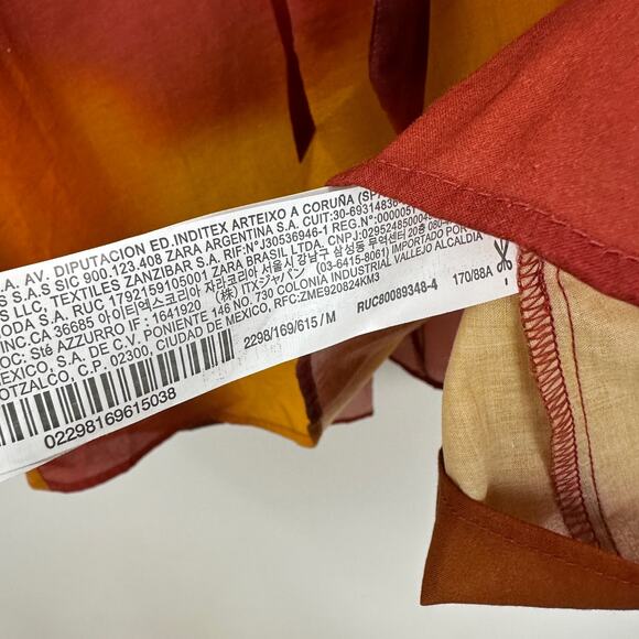 Zara Oversized Blouse Boho Resortwear Colorful Ombre Cotton Long Sleeve M NWT - Picture 8 of 13